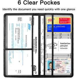 Valardoh Premium - Soporte para tarjetas de registro y seguro de automóvil, para tarjetas, licencia de conducir y otros documentos esenciales (negro), Negro, 9.5" x 5.1" x 0.28", Minimalista