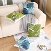 Tosleo Green Tropical Leaf Embroidered Throw Pillow Covers 18x18 Inch