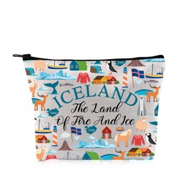 G2TUP Iceland Lover Gift The Land Of Fire And Ice Makeup Bag Iceland Travel Cosmetic Bag Nordic Gift Iceland Visiting Gift (Fire And Ice MB MB)