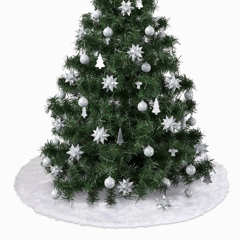 Lihao 90 cm Christmas Tree Skirt, Round White Christmas Tree