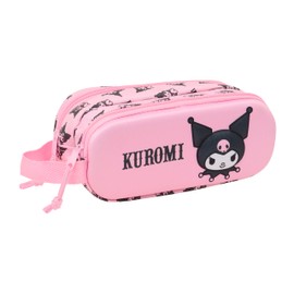 Safta Kuromi 3D - Double 3D Pencil Case, Children's Pencil Case, Ideal for School Age Children, Comfortable and Versatile, Quality and Resistance, 21 x 6 x 8 cm, Pink, Mediano, Casual
