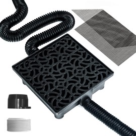 Gutter Downspout Extensions Big Kit, Catch Basin + 2pcs Pipes, Low Profile Downspout Extender - Each Flexible Pipe is 8.2ft - can be Connected into a Whole. Protect Foundation.(Black)