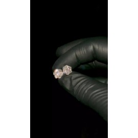 Sterling Moissanite Flower Cluster White Gold 925 Sterling Silver Hip Hop Stud Earrings