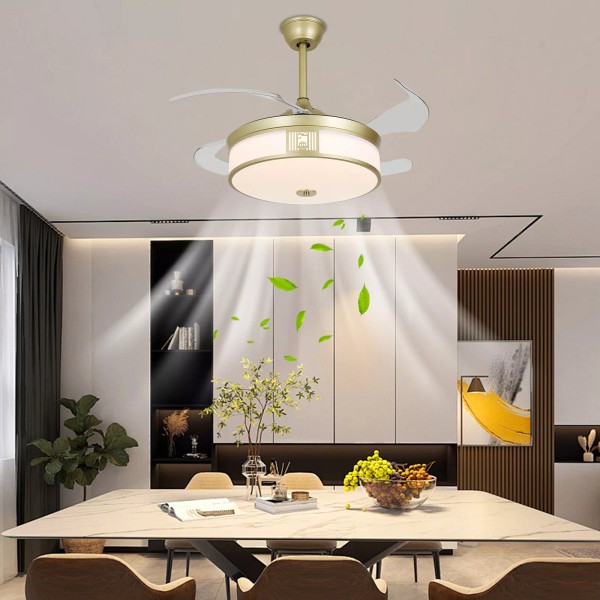 42 inches Modern Ceiling Fan Tri-color temperature LED Light with