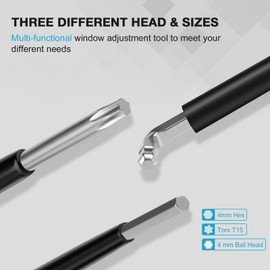 2 Piece Window Adjustment Tool Set with Heat Shrink Film Door Adjustment Tool, Torx 15 & 4 mm Hexagonal Window Builder Tool Adjustment Key for Versatile Adjustment of Window Fittings