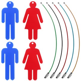 OBANGONG - 4 etiquetas acrílicas para llavero de baño para hombres y mujeres, con 5 anillos de alambre para oficina y baño, 2 Red+2 Blue, Small