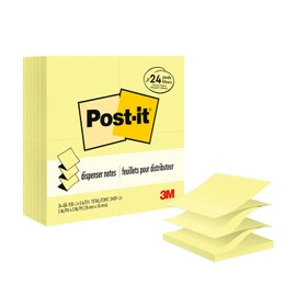 3M Post-it notas acordeón pop-up de 7.62cm x 7.62 cm, color amarillo canario, 24 blocs con 100 hojas