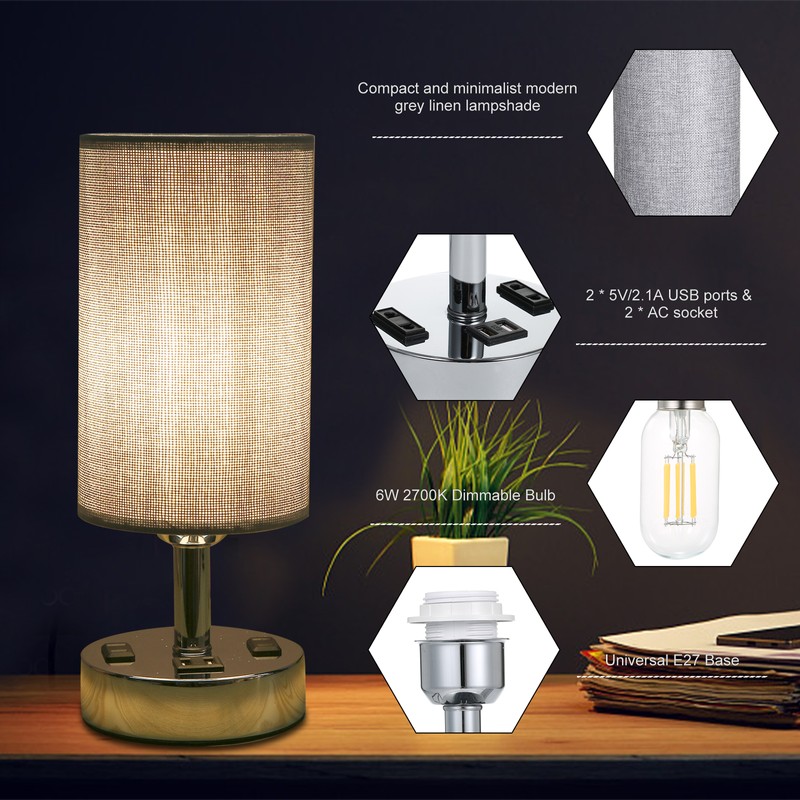A C 220－240V Bedside Table Lamp Desk Light Nightstand Lamp