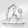 Anillos de Pareja Plata 925 Anillo de Compromiso Ajustable, Regalo