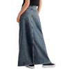 chouyatou Women's Vintage A-Line Frayed Maxi Denim Skirt Distressed High