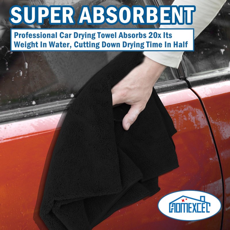 HOMEXCEL Professional Large Microfiber Car Drying Towels 2 Pack, Lint