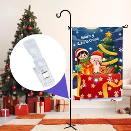 CustomyLife 10pcs Plastic Garden Flag Clips, Anti-Wind Clear Yard Flag Stoppers Small Flag Holders Christmas Wedding Decoration Outdoor Accessories for Small Flags Pole