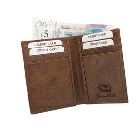 AKSHIDE Men's Handmade Wallet Gents Distressed Hunter Real Leather Slim Wallet (Brown-SixCard)