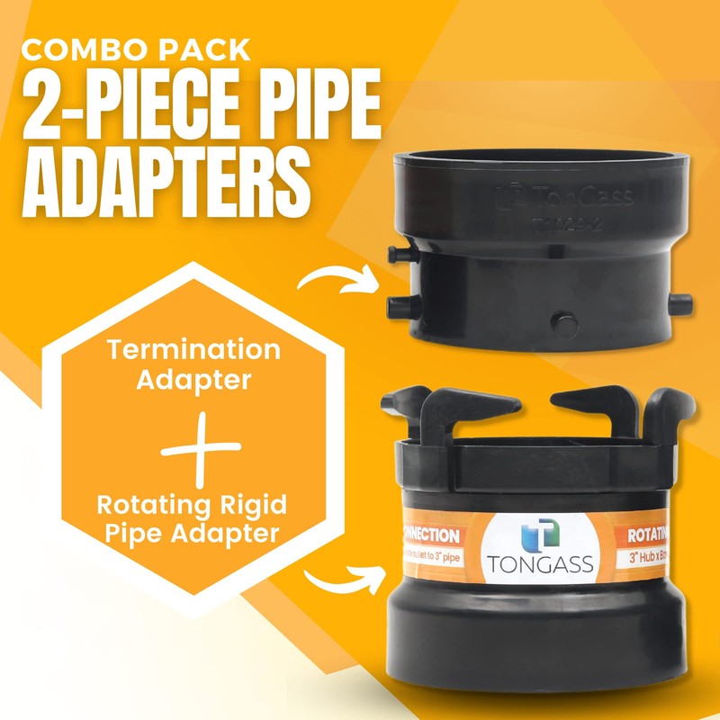 TonGass (Combo Pack) RV Sewer Hose Fitting Adapter to PVC,