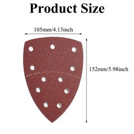Mouse Sander Pads 20 Pieces, 11 Holes Sanding Pads, Triangle Sanding Pads, Sandpaper for Electric Sander, Detail Palm Sander Pads, 40 Grits Sanding Sheets, Sander Sheets for Furniture, Metal, Wall