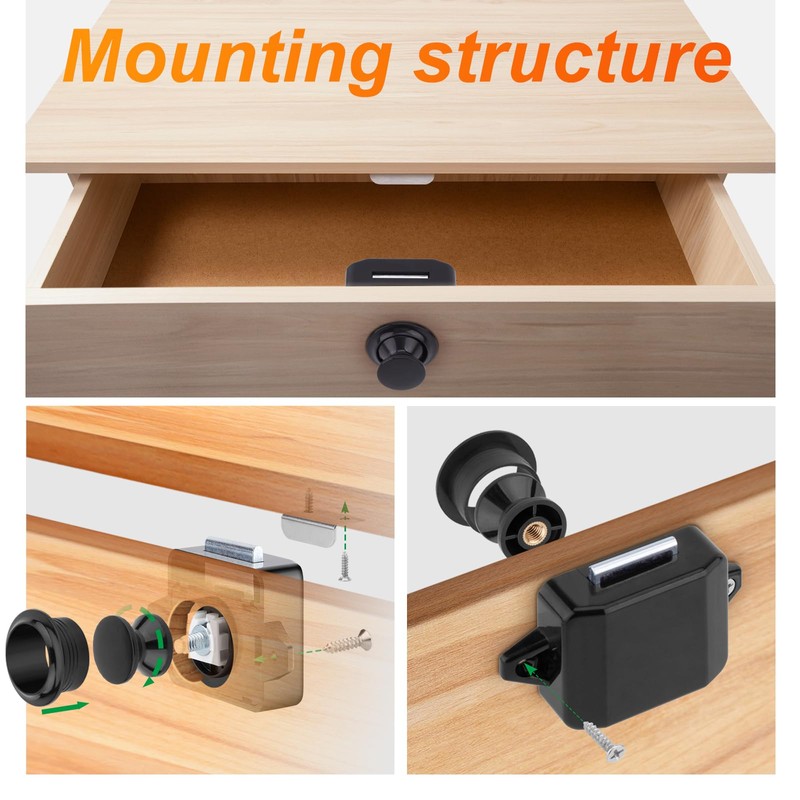CXQamitao 5 Pack Push Button Latch Cabinet Door Catch Keyless