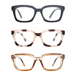 COVESATO Oprah Style Reading Glasses for men women Square Blue Light Blocking Computer Reader 3 Packs 1.50
