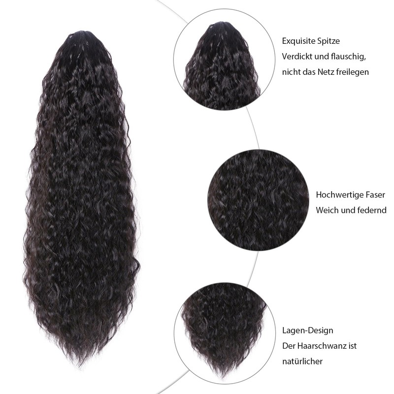 Luxiremi Curly Ponytail Hairpiece Clip Extension with Drawstring Long 55