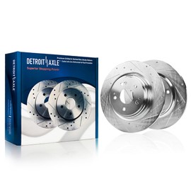 Detroit Axle - Rear Brake Rotors for Acura 2015-2020 TLX, Drilled and Slotted Disc Brake Rotors 2016 2017 2018 2019 Replacement : 12.20" inch Rear Rotors