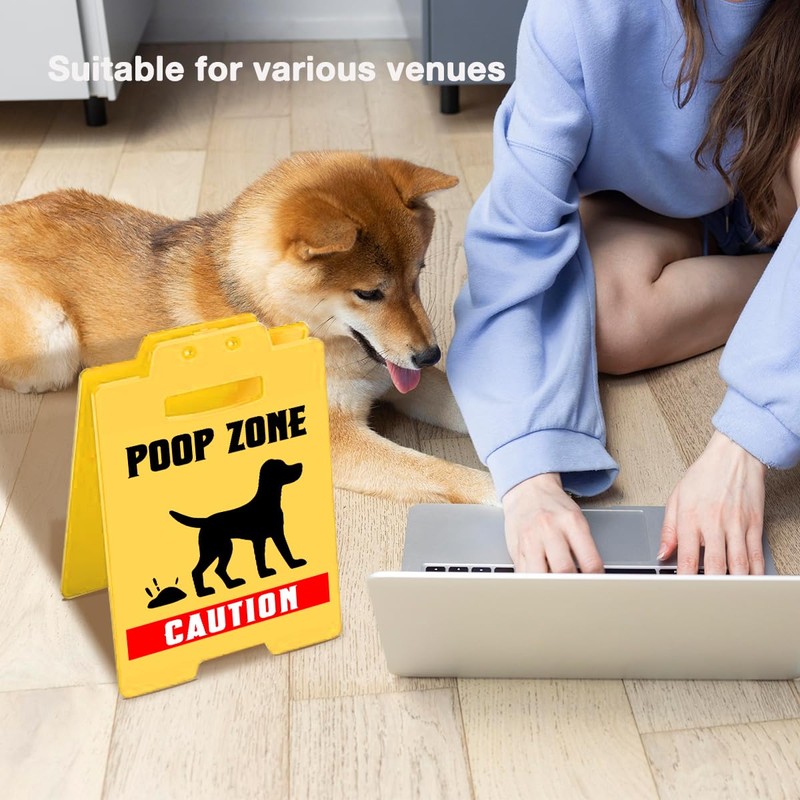 MQCLYSG Funny Dog Poop Zone Warning Caution Yellow Sign,Pet Excrement