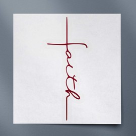 ANGDEST Faith Cross (Burgundy) (Set of 2) Premium Waterproof Vinyl Decal Stickers for Laptop Phone Accessory Helmet Car Window Bumper Mug Tuber Cup Door Wall Decoration
