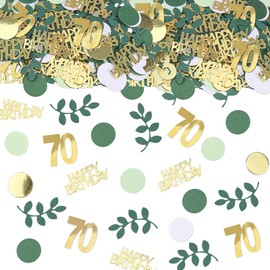 Happy 70th Birthday Confetti 15g 70th Anniversary Glitter Foil Table Decoration Sequins for 70 Years Birthday Table Confetti Party Decoration Green Gold