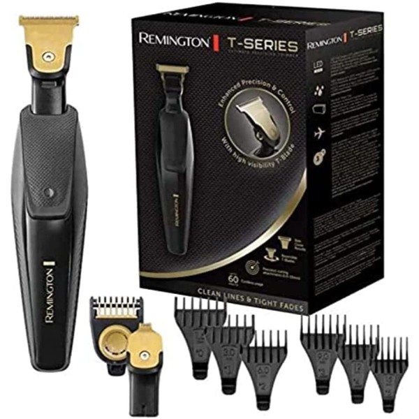 Remington MB7000 Beard Trimmer T-Precision Trimmer Lithium with Perfect Trimming Angle (2 Titanium-Coated Blades: 30 mm & 7 mm, 6 Car Combs + Adjustable Attachment Comb, 100% Waterproof)
