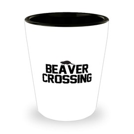 mmandiDESIGNS I Love Beavers Shot Glass Beaver Crossing Give this Ceramic Drink Jigger
