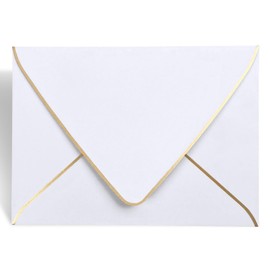 A7 White Envelopes 5 x 7 With Gold Border,- 50 Pack,For 5x7 Cards| Quick Self Seal| Perfect for Weddings, Invitations, Photos, Graduation, Baby Shower| 250GSM Luxury paper|5.25 x 7.25 Inches (White))
