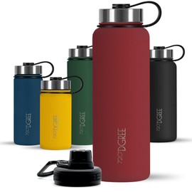 720°Dgree Stainless Steel Drinking Bottle "noLimit" - 950ml, 1200ml - Leak-Proof, Suitable for Carbonated Drinks, BPA Free, Insulated Bottle with Screw Cap for Sports, Fitness, Outdoors + Sports Lid, red, 950ml