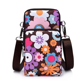 dobsechs Women Small Phone Bag Shoulder Nylon Crossbody Bags Wallet Sports Running Armband for Ladies Girls, Removable Straps, Flowers