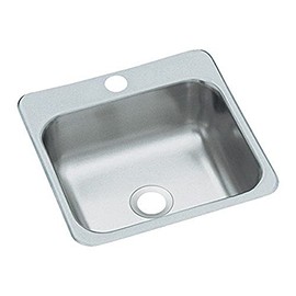 KOHLER STERLING B153-1 Secondary Sink 15-Inch by 15-Inch Top-mount Single Bowl Bar Sink, Stainless Steel