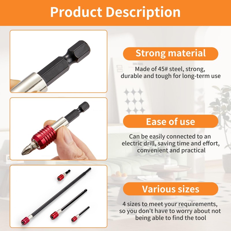 OAOJUBR Drill Bit Extension, 1/4 Magnetic Extension Set, High-Precision with