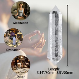 QINJIEJIE Large Crystals Stones Rock Crystal Hexagonal Gemstones Healing Stones Natural Hexagonal Dots Crystal Reiki Meditation Gemstone 8-9 cm 1 Piece