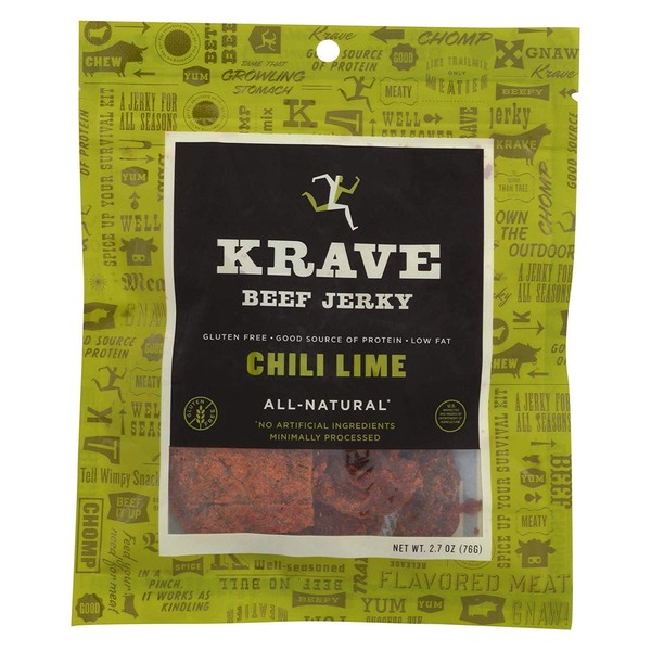 Krave Chili Lime Gourmet Beef Cut, 2.7 ounce -- 8 per case.
