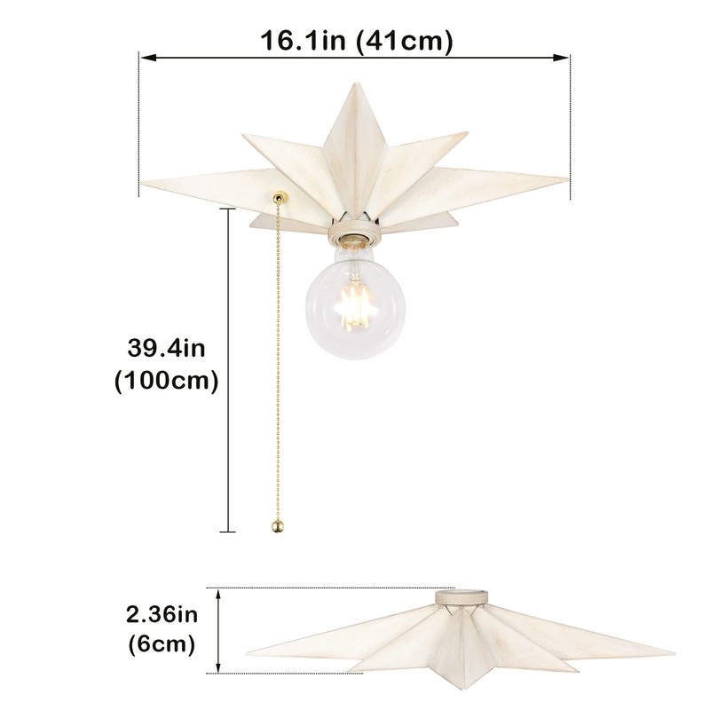 16 inch Flush Mount Ceiling Light with Pull Chain On/Off