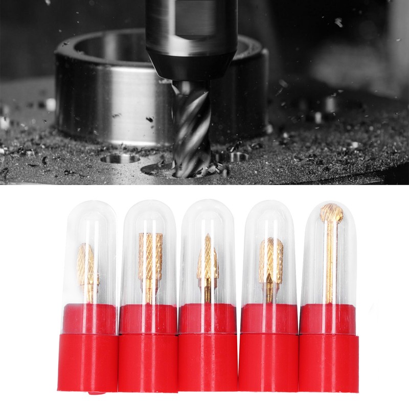 5Pcs Grinding Bit Head Rotary File Burr Double Cut Tool