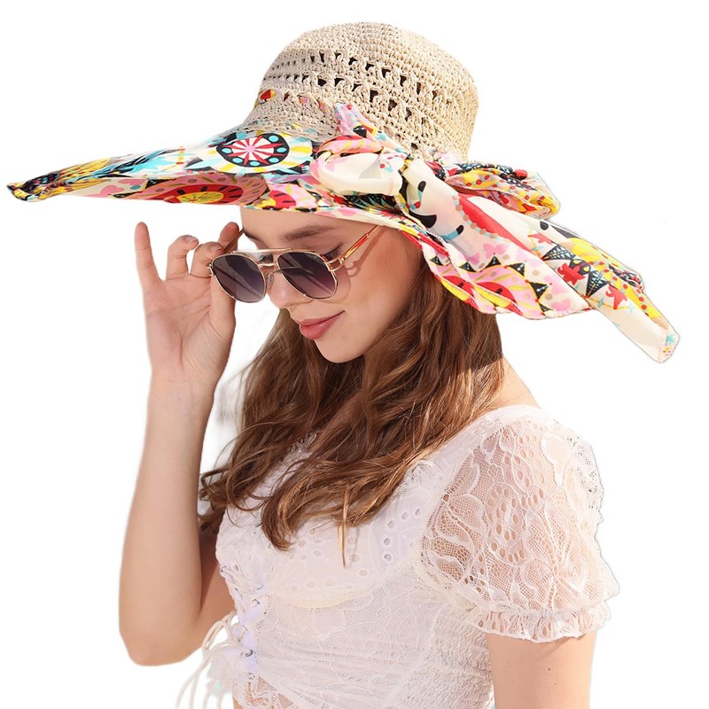 PENINSULA LOVE Summer Anti-UV Wide Brim Beach Hats Women Flower