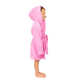 Organic Turkish Cotton Kids Bathrobe, Soft Terry Cotton-Acrylic Hooded Towel Robe for Boys, Girls (US, Age, 5 Years, 6 Years, Pink)