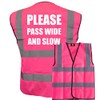 Bright Pink High Visibility Vest with White Text PLESE PASS