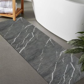LITA-Bath Rug Custom Size-Rubber Non Slip Quick Dry Super Absorbent Thin Rugs Fit Under Door-Washable Bathroom Floor Mats for in Front of Bathtub,Shower Room,Sink, Gray Marble, 3' x 3'