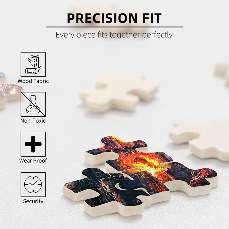Dragon Puzzle for Adults 500 Pieces Fantasy Red Dragon Fire