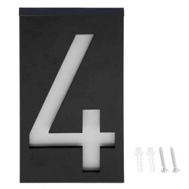 LED Solar House Number Light Door Plate Door Address Light Address Sign LED Illuminated Outdoor Plaque for Home (Number 4)