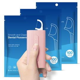 310 Count Portable Travel Flossers with Pink Refillable Ultra Small Dental Floss Picks Case,Pocket Toothpicks Sticks for Out-go,Travel Best Dental Tools for Super Clean Teeth(Pink)