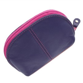 Visconti Rainbow Collection Zip Top Leather Malay Coin Purse with Keyring RB63 Berry Multi