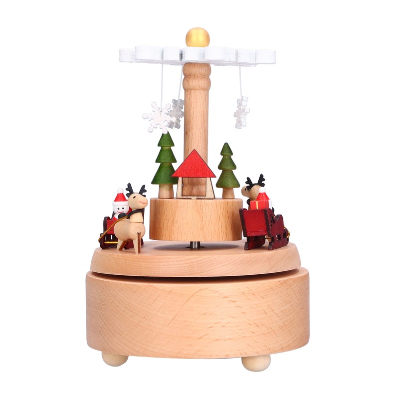 Wooden Music Box Snowflake Decor Wood Grain Texture Beautiful Sound