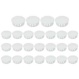 PATIKIL 30mm/1-3/16" Plastic Hole Plugs, 25 Pcs Flush Type Round Plug Snap in Locking Screw Hole Covers Insert End Caps for Furniture Cabinet Kitchen Door Shelves, White