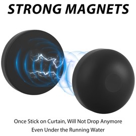 FALHBBA Magnetic Shower Curtain Weights Outdoor Curtain Weights Bottom Black Shower Curtain Liner Clips Silicone Wrapped Heavy Duty Round Magnets Strong Magnetic for Tablecloths Drapery(4 Pairs)