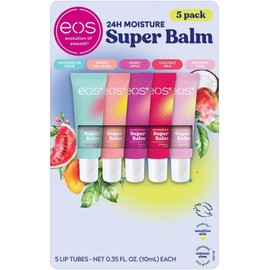 eos Super Lip Balm 24h Moisture, 5 Lip Tubes 10 ml c/u, bálsamo humectante para labios, 5 diferentes aromas