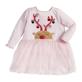 Mud Pie Baby Girls' Reindeer Mesh Dress, Camo, 24 Months-3T